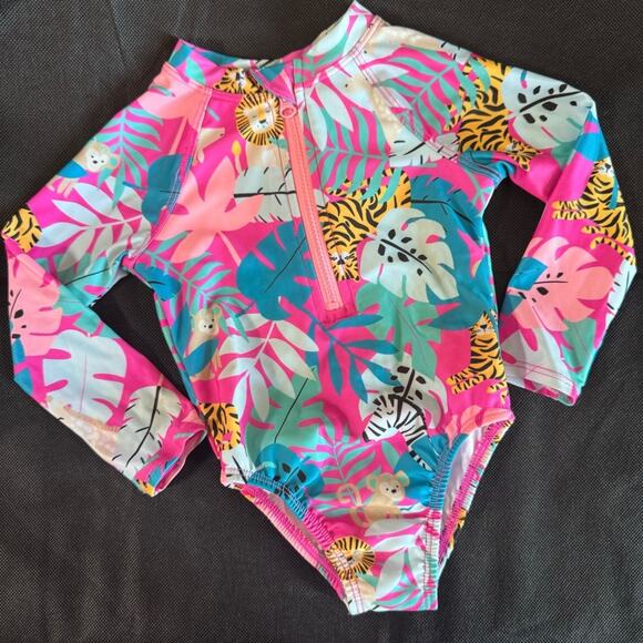 12 Month old Long sleeve Rashguard Swimsuit Animal Safari Tropical - Picture 11 of 11